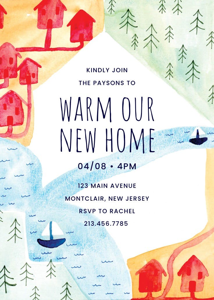 Map Housewarming Invitation Template Greetings Island